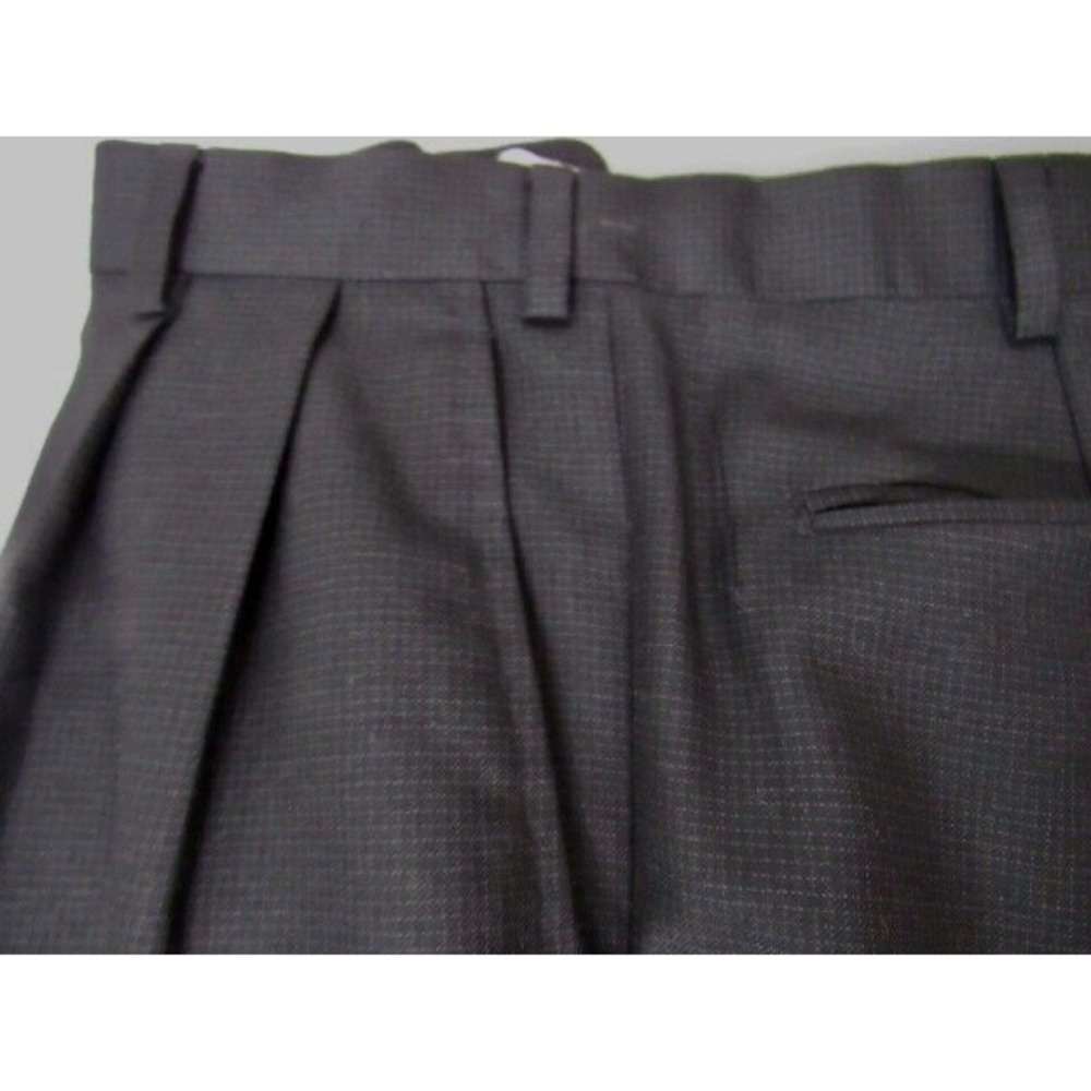 Zanella Bennett Platinum Neiman Marcus Black Check Wool Pleat Front Pants sz 38